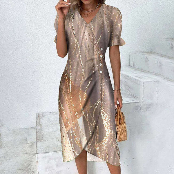 Kvinnors avslappnade omlottklänning med blommönster - lättviktig sommaroutfit för trädgårdsfester och bruncher