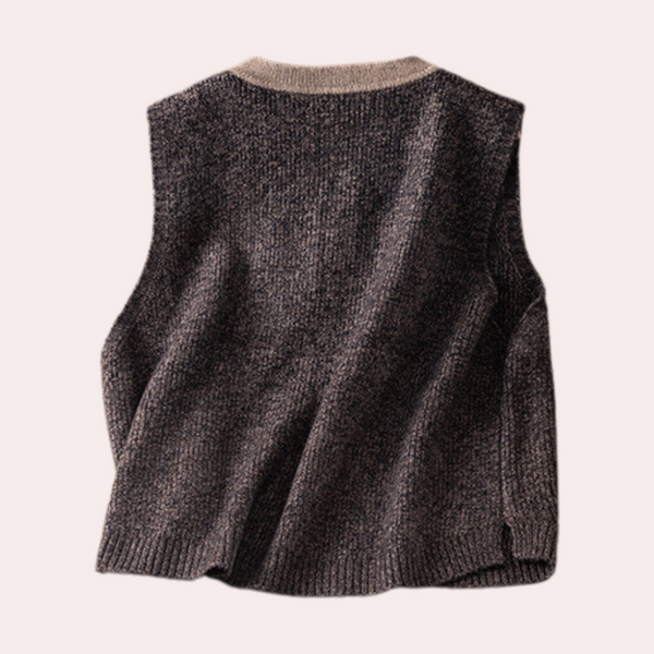 Stickad ärmlös väst - elegant cardigan för damer