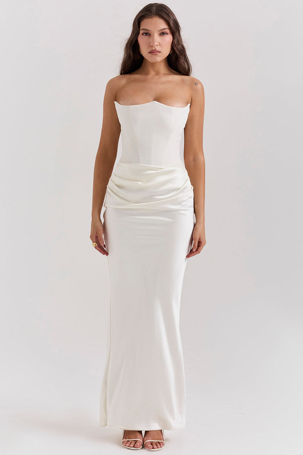 Strapless korsett-maxi klänning - elegant aftonklänning för damer