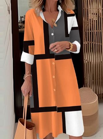 Skjortklänning - stilig damklänning med geometriskt mönster