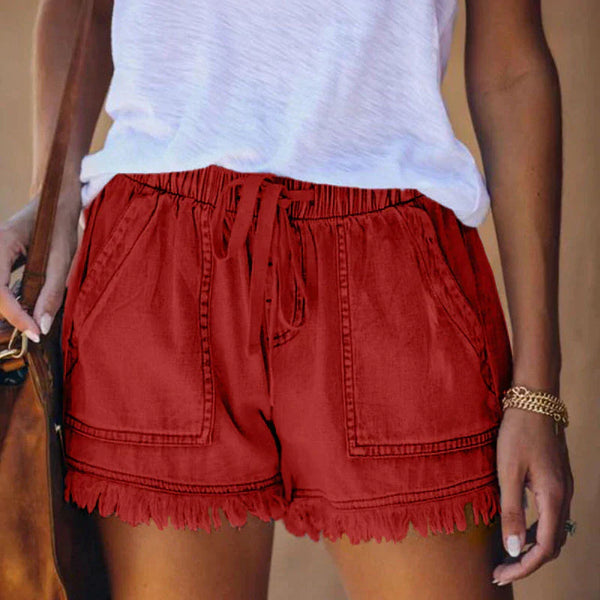 Kvinnors avslappnade denimshorts med elastisk midja - trendig sommarstil för damer