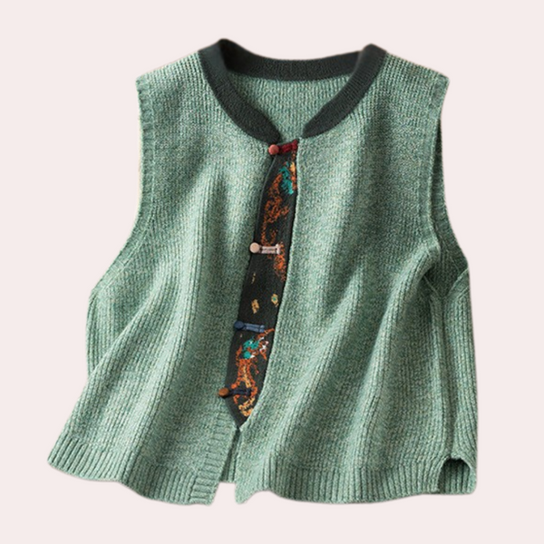 Stickad ärmlös väst - elegant cardigan för damer