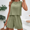 2-delat kvinnligt casual loungewear-set - mjukt tyg, trendy sommaroutfit