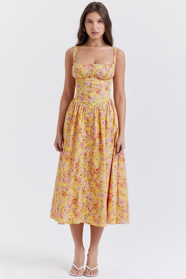 Blommig midiklänning - elegant sommarklänning för olika tillfällen