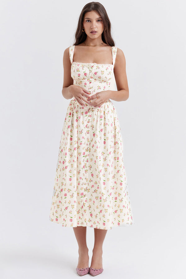 Blommig midiklänning - elegant sommarklänning för olika tillfällen