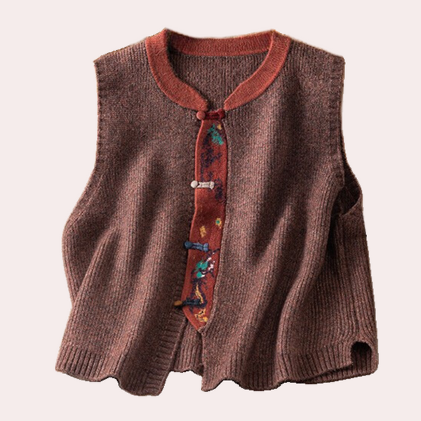 Stickad ärmlös väst - elegant cardigan för damer