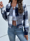 Kvinnors rutig flanelljacka - trendig croppad ytterklädsel för kvinnor