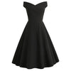 Kvinnors off-shoulder vintage a-linje klänning - elegant midiklänning för bröllop och speciella tillfällen