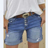 Kvinnors slitna denimshorts - trendiga högmidjade shorts för damer