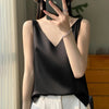 Damer satin cami topp elegant v-ringad blus - mångsidig ärmlös mode för alla tillfällen