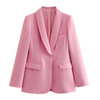 2-delad kvinnlig blazer och byxdress - elegant rosa kontorsoutfit