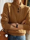 Kvinnors kabelstickad jumper - elegant höghalshuvtröja för avslappnad stil