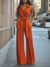 Kvinnors jumpsuit med elegant vida ben i orange - avslappnad stil för varierande tillfällen