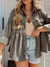 Kvinnors kordjacka - stilren grå design för avslappnade outfits