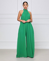 Kvinnors avslappnade jumpsuit med halterneck-design - ärmlös sommaroutfit för olika tillfällen