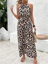 Damer leopardmönstrad halterneck jumpsuit - trendig sommaroutfit