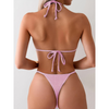 2-delad dambadkläder elegant högmidjad bikini-set - stiligt triangeltopp för stranddagar