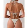 2-delad dambadkläder elegant högmidjad bikini-set - stiligt triangeltopp för stranddagar