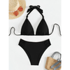 2-delad dambadmode - stiligt bikini-set med triangel-topp och högmidjade bottoms för strandutflykter