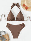 2-delad dambadmode - stiligt bikini-set med triangel-topp och högmidjade bottoms för strandutflykter