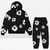 2-delad kvinnlig hoodie loungewear-set med blommigt mönster - stiligt bomullsensemble för avslappnad stil
