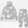 2-delad kvinnlig hoodie loungewear-set med blommigt mönster - stiligt bomullsensemble för avslappnad stil