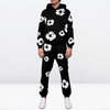 2-delad kvinnlig hoodie loungewear-set med blommigt mönster - stiligt bomullsensemble för avslappnad stil