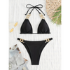 2-delad triangeldelad bikini för kvinnor - elegant design med guldkänsla - strandsemestrar, poolfester