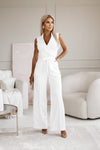 Kvinnors wrap jumpsuit med vida ben - stiligt plagg för kvällsevenemang