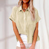 Kvinnors avslappnad blus, lättviktig och trendig kortärmad skjorta för vardagsbruk