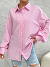 Rosa randig skjorta - trendig knäppblus för damer