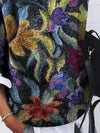 Blommig stickad tröja - texturerad kvinnotröja