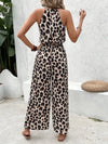 Damer leopardmönstrad halterneck jumpsuit - trendig sommaroutfit
