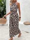 Damer leopardmönstrad halterneck jumpsuit - trendig sommaroutfit