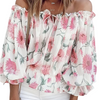 Damblus med blommönster – elegant off-shoulder topp för sommarens avslappnade stunder