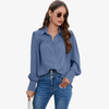 Kvinnors chiffongblus - tidlös långärmad kontorsoutfit - luftig topp för damer