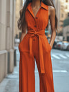 Kvinnors jumpsuit med elegant vida ben i orange - avslappnad stil för varierande tillfällen