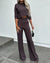2-delat set med crop top och byxor för kvinnor - elegant kontorsstil för moderna damer