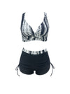 2-delad svart badset - chic tankini och högmidjade shorts för damer