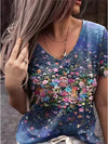 Kvinnors eleganta t-shirt med blommönster - stiligt casual plagg för damer