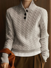 Kvinnors kabelstickad jumper - elegant höghalshuvtröja för avslappnad stil