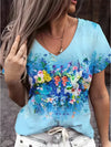 Kvinnors eleganta t-shirt med blommönster - stiligt casual plagg för damer