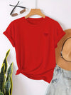 Damcasual t-shirt med hjärtmotiv - mjuk bomulls-t-shirt för vardagsbruk
