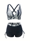 2-delad svart badset - chic tankini och högmidjade shorts för damer