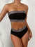 2-delad ladies bandeau bikini-set i svart med leopardmönster - trendig strandmode för sommaren