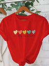 T-shirt för kvinnor med hjärtmotiv - mjuk och avslappnad stil för vardagen