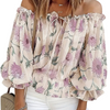 Damblus med blommönster – elegant off-shoulder topp för sommarens avslappnade stunder