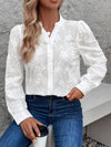 Kvinnors vita broderad sommarblus - elegant långärmad skjorta för damer