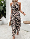 Damer leopardmönstrad halterneck jumpsuit - trendig sommaroutfit