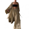 3-delad ensemble - trendig damcrop-top, kjol och kimono-set